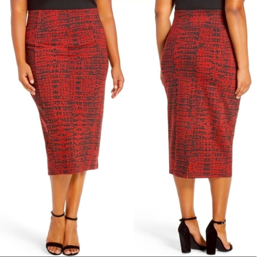 MELISSA MCCARTHY + SEVEN7 Reptile Print Ponte Pencil Skirt - Plus size 1X - NWOT
